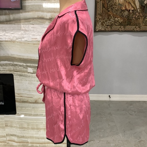 Victorias Secret’s Sleepwear Short Romper. Pink Black Trim. Size S - Picture 8 of 8